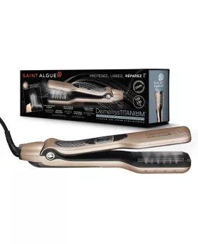 Steam hair straightener Saint Algue Demeliss TITANIUM, titanium-ceramic coating, removable comb, LCD screen