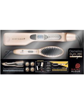 Demeliss Sublime Lissage set - Titanium steam press + brush for straightening and curling Mini-Pro